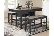 Tyler Creek Black/Grayish Brown Counter Height Table with 4 Barstools, Server and Display Cabinet -  Ashley - Lara Furniture
