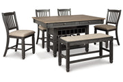 Tyler Creek Black/Gray Counter Height Dining Table and 4 Barstools and Bench -  Ashley - Lara Furniture