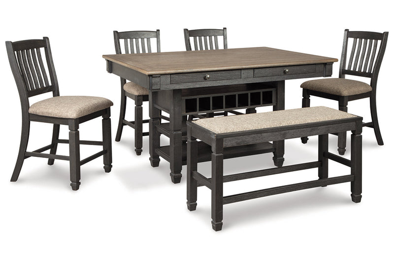 Tyler Creek Black/Gray Counter Height Dining Table and 4 Barstools and Bench -  Ashley - Lara Furniture