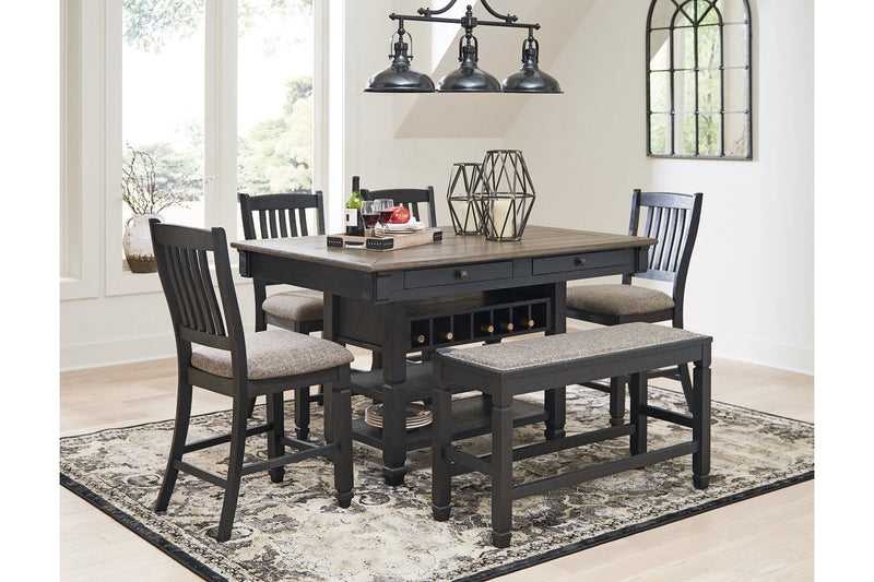 Tyler Creek Black/Gray Counter Height Dining Table and 4 Barstools and Bench -  Ashley - Lara Furniture
