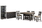 Tyler Creek Black/Grayish Brown Counter Height Table with 4 Barstools, Server and Display Cabinet -  Ashley - Lara Furniture