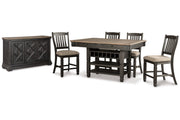 Tyler Creek Black/Grayish Brown Counter Height Dining Table and 4 Barstools with Server -  Ashley - Lara Furniture