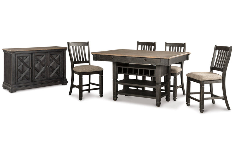 Tyler Creek Black/Grayish Brown Counter Height Dining Table and 4 Barstools with Server -  Ashley - Lara Furniture