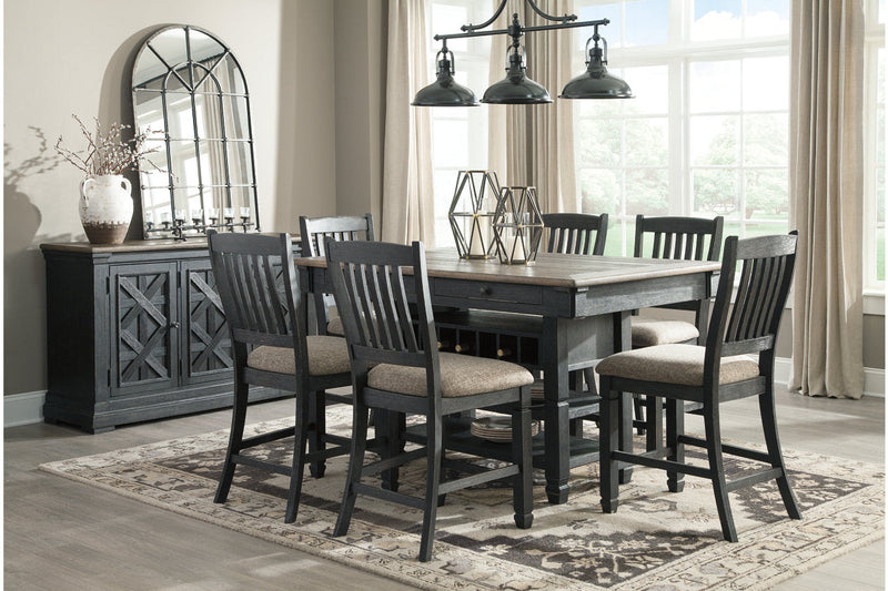 Tyler Creek Black/Gray Counter Height Dining Table and 6 Barstools -  Ashley - Lara Furniture