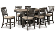 Tyler Creek Black/Gray Counter Height Dining Table and 6 Barstools -  Ashley - Lara Furniture