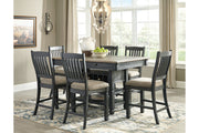 Tyler Creek Black/Gray Counter Height Dining Table and 6 Barstools -  Ashley - Lara Furniture