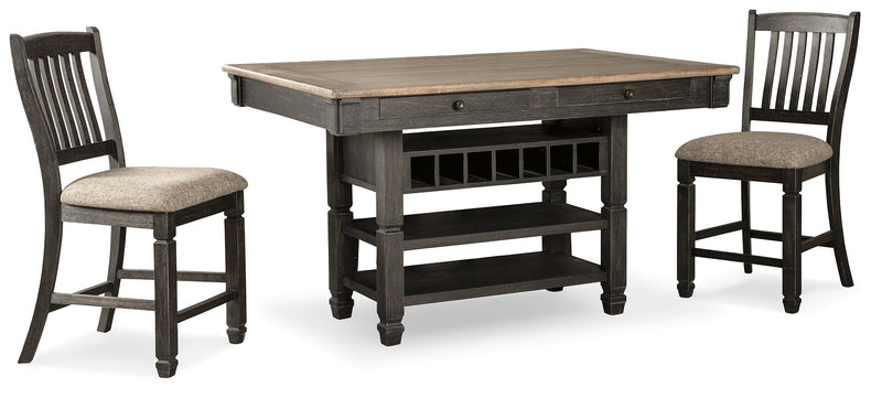 Tyler Creek Black/Gray Counter Height Dining Table and 2 Barstools from Ashley - Lara Furniture