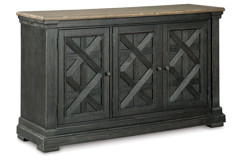 Tyler Creek Black/Grayish Brown Counter Height Table with 4 Barstools, Server and Display Cabinet -  Ashley - Lara Furniture