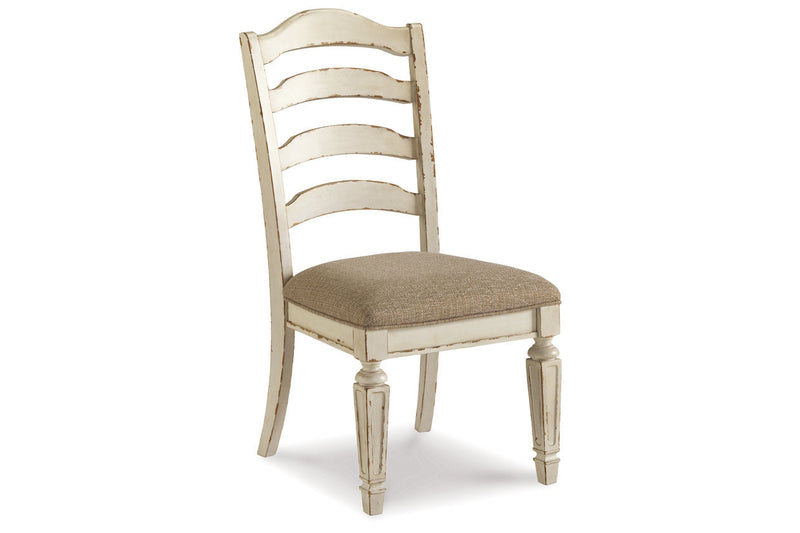Realyn Chipped White Oval Dining Table and 6 Ladder Back Chairs from Ashley - Lara Furniture