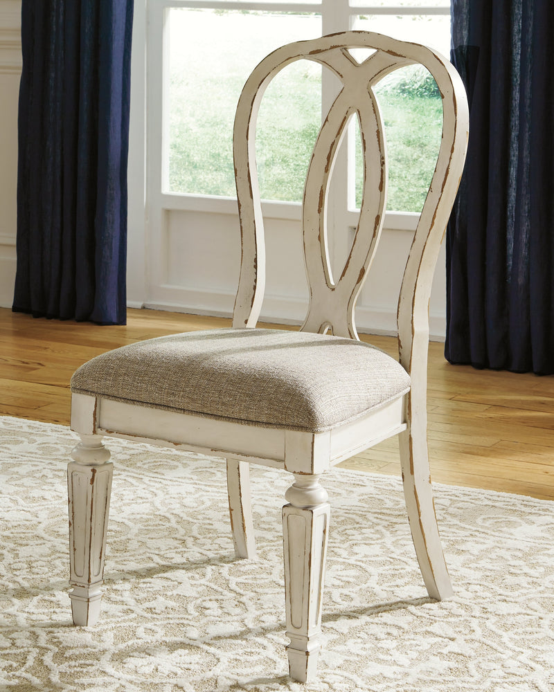 Realyn Dining Table and 6 Chairs with Storage in Chipped White from Ashley - Lara Furniture