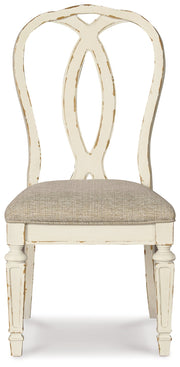 Realyn Dining Table and 6 Chairs with Storage in Chipped White from Ashley - Lara Furniture