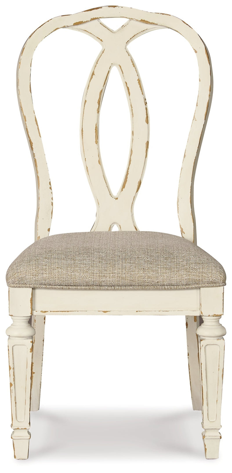 Realyn Dining Table and 6 Chairs with Storage in Chipped White from Ashley - Lara Furniture