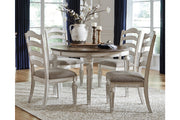 Realyn Chipped White Oval Dining Table and 4 Ladder Back Chairs from Ashley - Lara Furniture