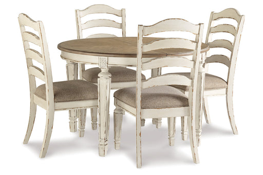 Realyn Chipped White Dining Table and 4 Chairs -  Ashley - Lara Furniture