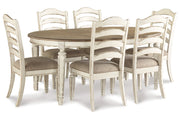 Realyn Chipped White Oval Dining Table and 6 Ladder Back Chairs from Ashley - Lara Furniture