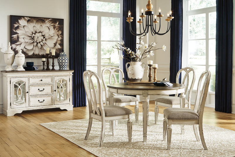 Realyn Chipped White Dining Table and 8 Ribbon Back Chairs from Ashley - Lara Furniture