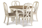 Realyn Chipped White Oval Dining Table and 4 Ribbon Back Chairs from Ashley - Lara Furniture
