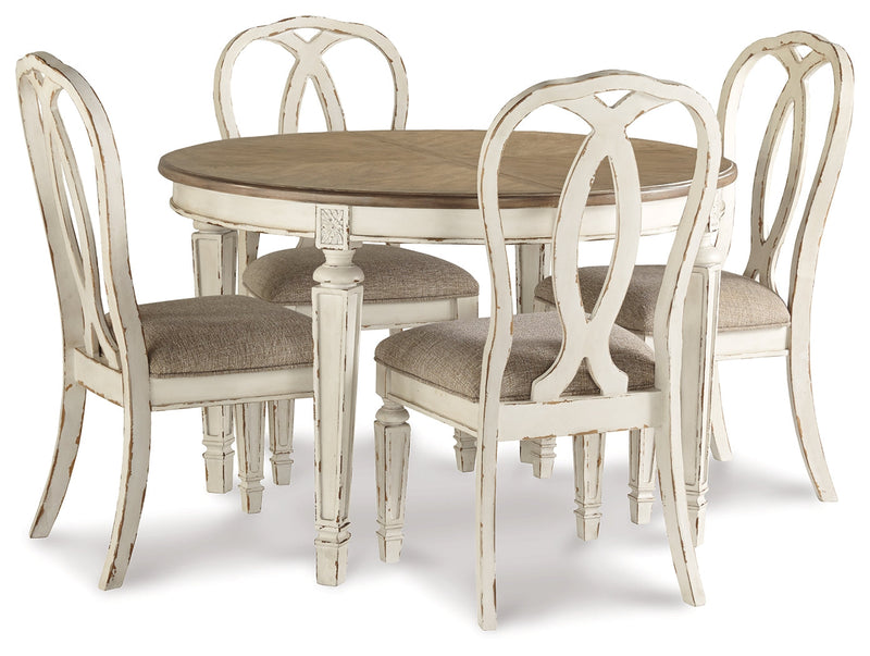 Realyn Chipped White Dining Table and 8 Ribbon Back Chairs from Ashley - Lara Furniture