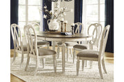 Realyn Chipped White Oval Dining Table and 6 Ribbon Back Chairs from Ashley - Lara Furniture