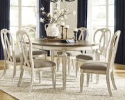 Realyn Dining Table and 6 Chairs with Storage in Chipped White from Ashley - Lara Furniture