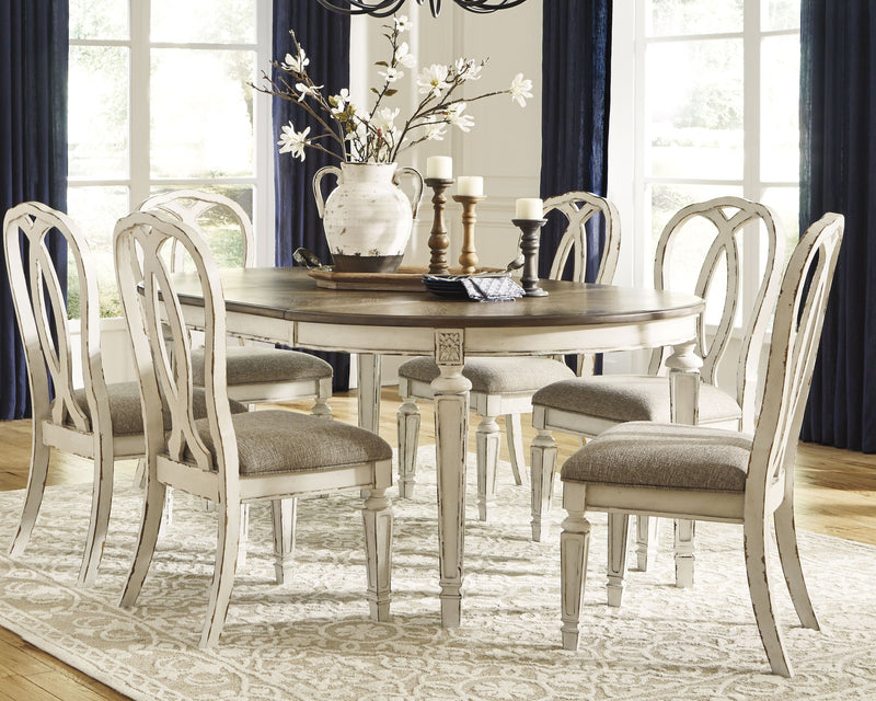 Realyn Dining Table and 6 Chairs with Storage in Chipped White from Ashley - Lara Furniture