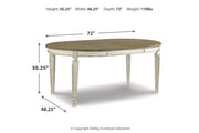 Realyn Chipped White Oval Dining Table and 4 Ladder Back Chairs from Ashley - Lara Furniture