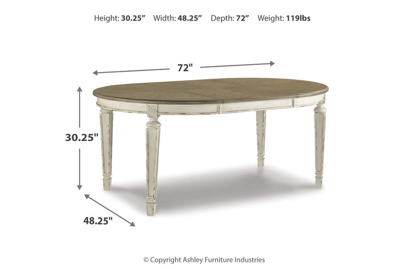 Realyn Chipped White Oval Dining Table and 4 Ladder Back Chairs from Ashley - Lara Furniture