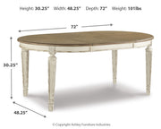 Realyn Dining Table and 6 Chairs with Storage in Chipped White from Ashley - Lara Furniture