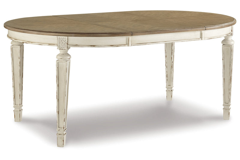 Realyn Chipped White Oval Dining Table and 4 Ladder Back Chairs from Ashley - Lara Furniture