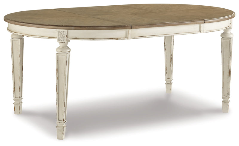 Realyn Dining Table and 6 Chairs with Storage in Chipped White from Ashley - Lara Furniture