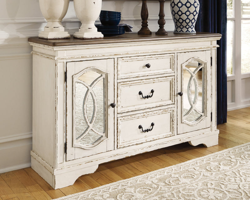 Realyn Dining Table and 6 Chairs with Storage in Chipped White from Ashley - Lara Furniture