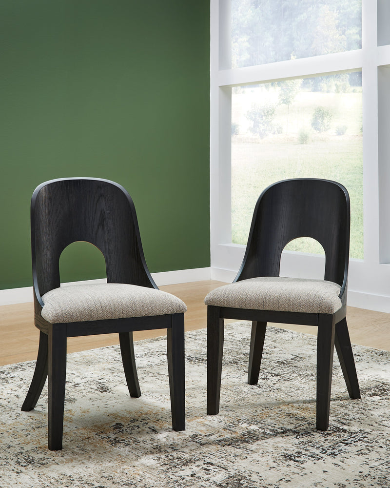 Rowanbeck Black Dining Table and 6 Chairs with Storage from Ashley - Lara Furniture