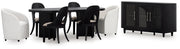 Rowanbeck Black Dining Table and 6 Chairs with Storage from Ashley - Lara Furniture