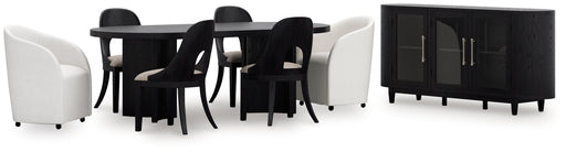 Rowanbeck Black Dining Table and 6 Chairs with Storage from Ashley - Lara Furniture