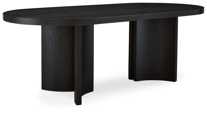 Rowanbeck Black Dining Table and 6 Chairs with Storage from Ashley - Lara Furniture