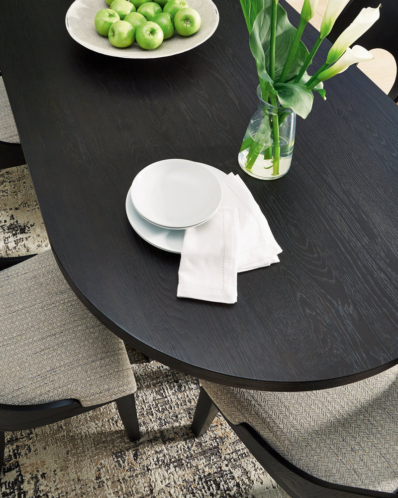 Rowanbeck Black Dining Table and 6 Chairs with Storage from Ashley - Lara Furniture