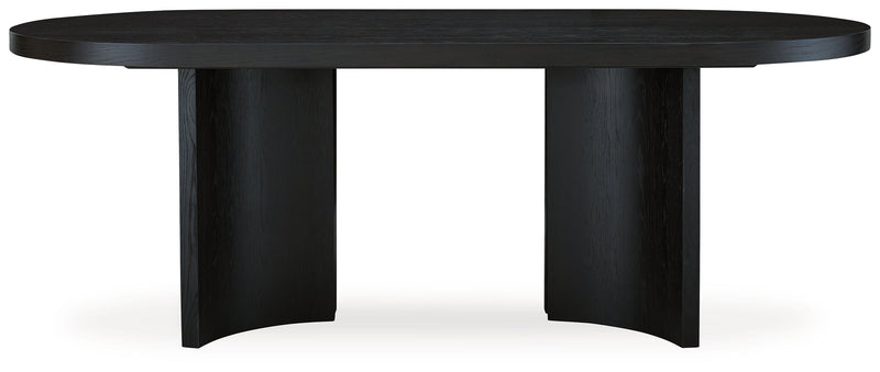 Rowanbeck Black Dining Table and 6 Chairs with Storage from Ashley - Lara Furniture
