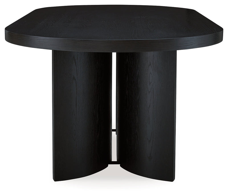 Rowanbeck Black Dining Table and 6 Chairs with Storage from Ashley - Lara Furniture