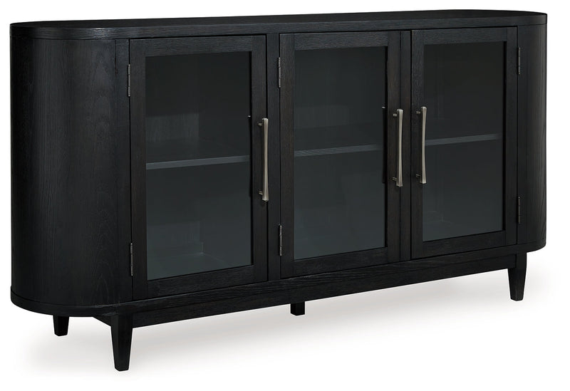 Rowanbeck Black Dining Table and 6 Chairs with Storage from Ashley - Lara Furniture