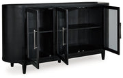 Rowanbeck Black Dining Table and 6 Chairs with Storage from Ashley - Lara Furniture