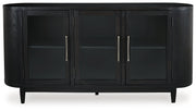 Rowanbeck Black Dining Table and 6 Chairs with Storage from Ashley - Lara Furniture