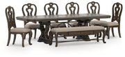 Maylee Dark Brown Dining Table, 6 Chairs and Bench from Ashley - Lara Furniture