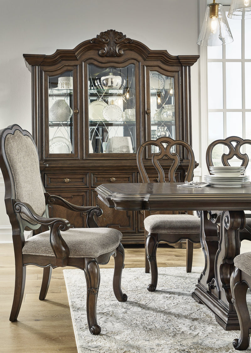 Maylee Dark Brown Dining Table, 6 Chairs and Bench from Ashley - Lara Furniture