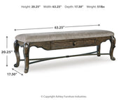 Maylee Dining Table and 6 Chairs and Bench with Storage in Dark Brown from Ashley - Lara Furniture