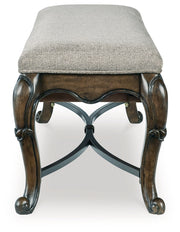 Maylee Dining Table and 6 Chairs and Bench with Storage in Dark Brown from Ashley - Lara Furniture
