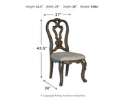 Maylee Dining Table and 6 Chairs and Bench with Storage in Dark Brown from Ashley - Lara Furniture