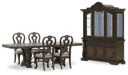 Maylee Dining Table and 8 Chairs with Storage in Dark Brown from Ashley - Lara Furniture