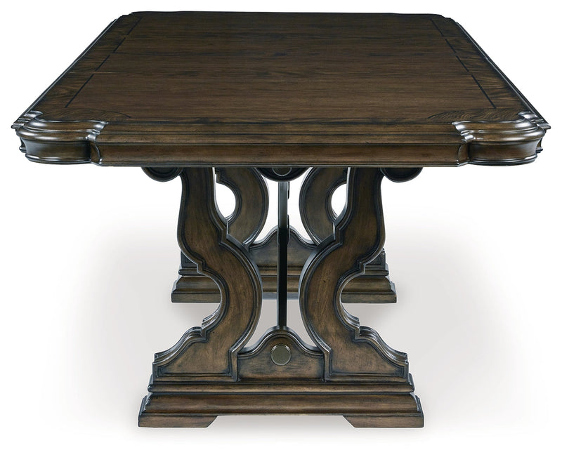Maylee Dark Brown Dining Table, 6 Chairs and Bench from Ashley - Lara Furniture