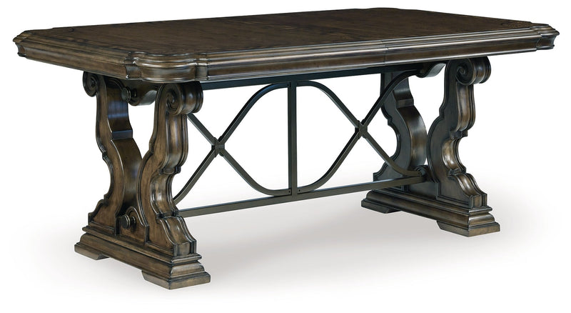 Maylee Dark Brown Dining Table, 6 Chairs and Bench from Ashley - Lara Furniture