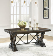 Maylee Dark Brown Dining Table, 6 Chairs and Bench from Ashley - Lara Furniture